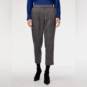 Babaton Gray Pleated Wool-Blend Trousers